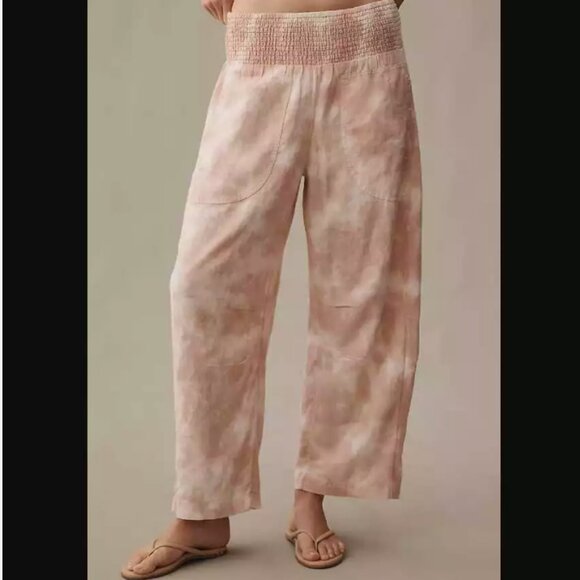 Brand New by Anthropologie The Reese Tie-Dye Smocked Pull-On Barrel Pants - Picture 4 of 7